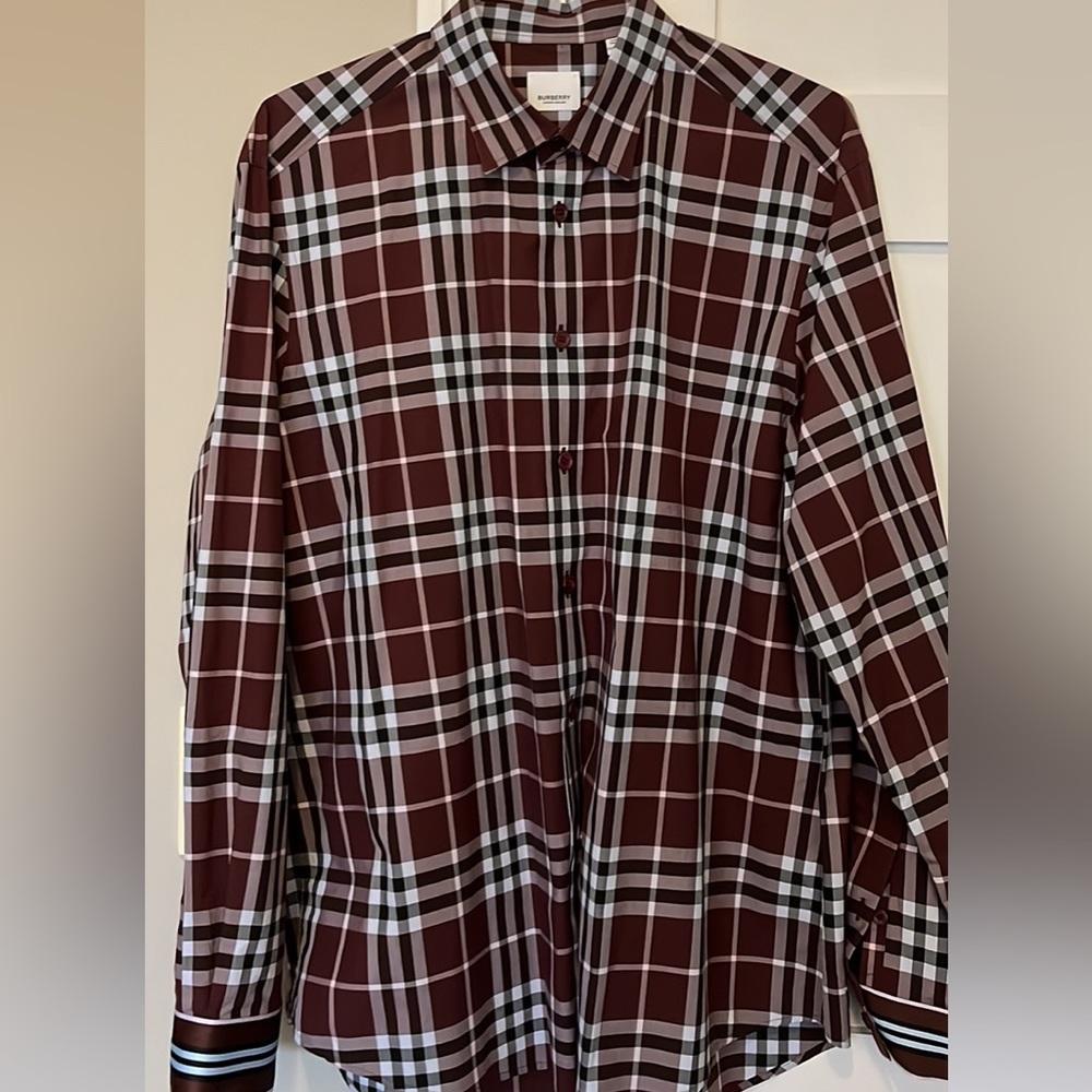 Check Stretch Cotton Poplin Shirt From Burberry